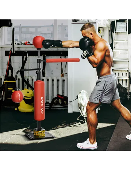 SPORTNOW Boxing Bag, Freestanding Punching Bag, with Reflex Bar, Speed Balls, Red