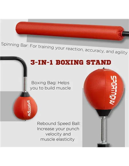 SPORTNOW Boxing Bag, Freestanding Punching Bag, with Reflex Bar, Speed Balls, Red