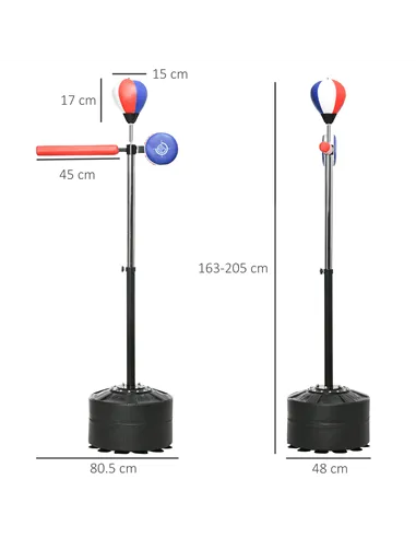 SPORTNOW Adjustable Speed Bag, Boxing Bag, with Sand, Reflex Bar, Punching Pad, Multicoloured