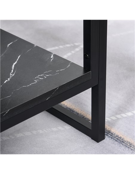 HOMCOM Coffee Table, Two-Tier Faux Marble Effect Centre Table with Metal Frame and Storage Shelf for Living Room, 106 x 50 x 45c