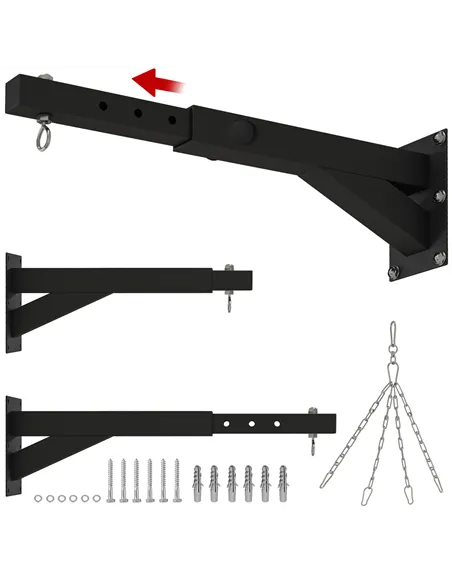 SPORTNOW Punch Bag Wall Bracket, 5-Length Adjustable Boxing Bag Bracket for Kickboxing, Muay Thai, Punching Training
