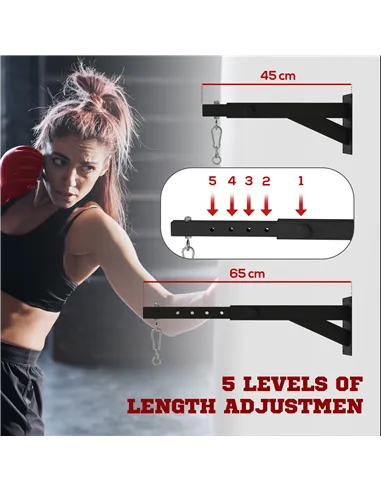 SPORTNOW Punch Bag Wall Bracket, 5-Length Adjustable Boxing Bag Bracket for Kickboxing, Muay Thai, Punching Training
