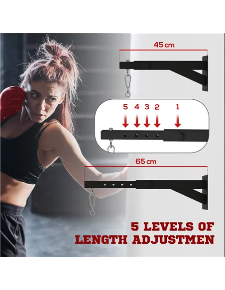 SPORTNOW Punch Bag Wall Bracket, 5-Length Adjustable Boxing Bag Bracket for Kickboxing, Muay Thai, Punching Training