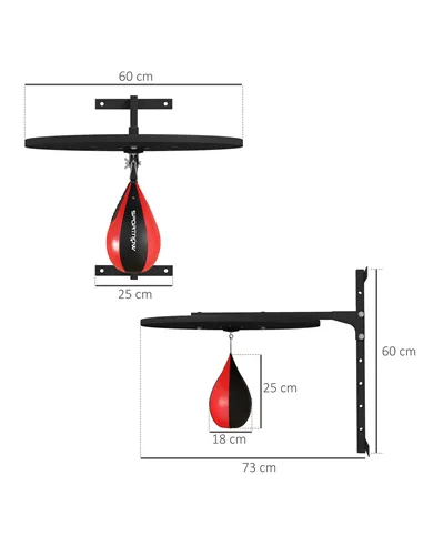 SPORTNOW Wall Mounted Speed Bag Platform, Height Adjustable Punching Bag, Training Kit