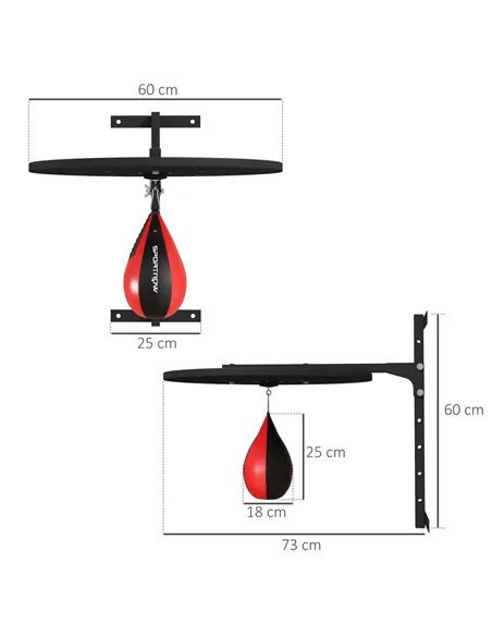 SPORTNOW Wall Mounted Speed Bag Platform, Height Adjustable Punching Bag, Training Kit