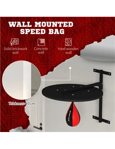 SPORTNOW Wall Mounted Speed Bag Platform, Height Adjustable Punching Bag, Training Kit