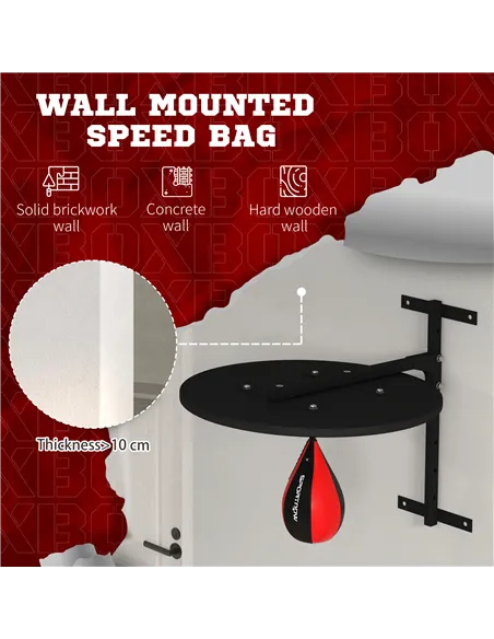 SPORTNOW Wall Mounted Speed Bag Platform, Height Adjustable Punching Bag, Training Kit