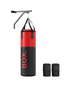 SPORTNOW Unfilled Punching Bag Set with Boxing Bag Bracket, Boxing Gloves, Hand Wraps and 360° Swivel Hook