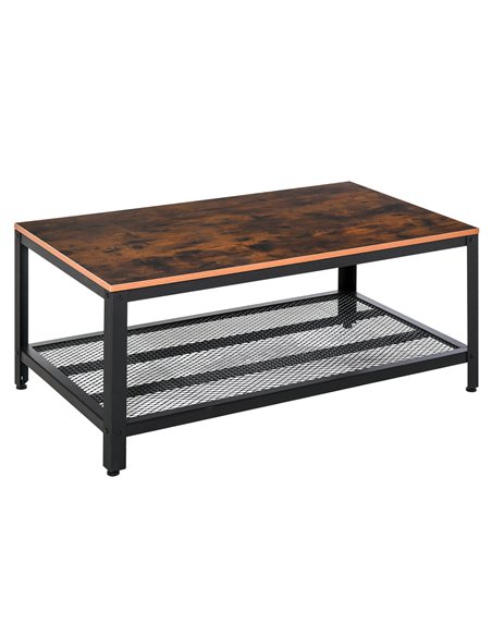 HOMCOM Coffee Table Industrial Side Table Living Room Table with Storage Shelf and Metal Frame for Home Office, 106L x 60W x 45H