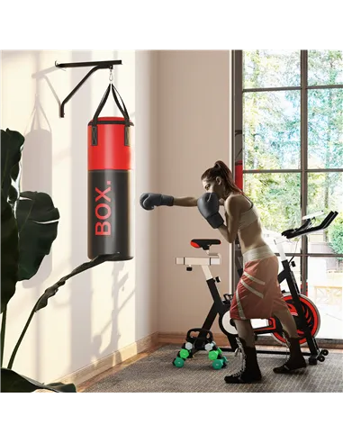 SPORTNOW Unfilled Punching Bag Set with Boxing Bag Bracket, Boxing Gloves, Hand Wraps and 360° Swivel Hook