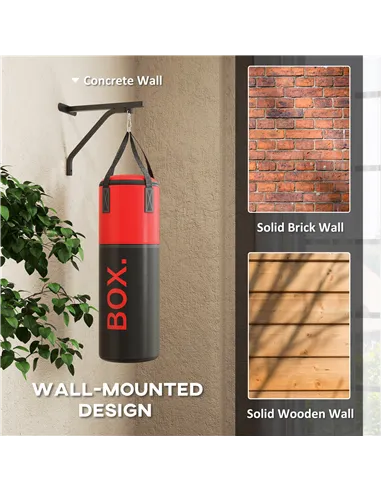 SPORTNOW Unfilled Punching Bag Set with Boxing Bag Bracket, Boxing Gloves, Hand Wraps and 360° Swivel Hook