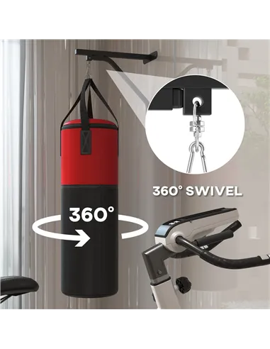 SPORTNOW Unfilled Punching Bag Set with Boxing Bag Bracket, Boxing Gloves, Hand Wraps and 360° Swivel Hook