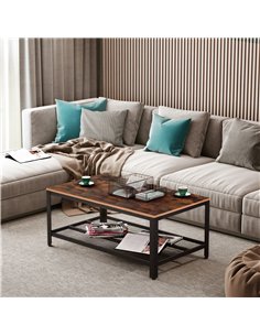 HOMCOM Coffee Table Industrial Side Table Living Room Table with Storage Shelf and Metal Frame for Home Office, 106L x 60W x 45H 2