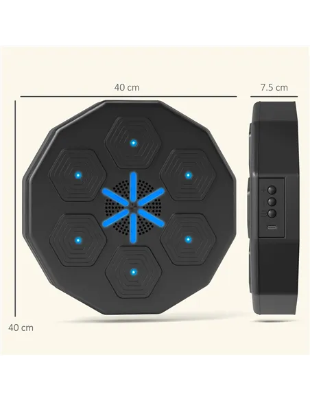 SPORTNOW Music Boxing Machine with Bluetooth Connection and LED Light Smart, Wall Mounted for Punching Beat Boxing Training