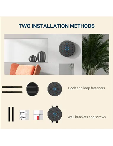 SPORTNOW Music Boxing Machine with Bluetooth Connection and LED Light Smart, Wall Mounted for Punching Beat Boxing Training