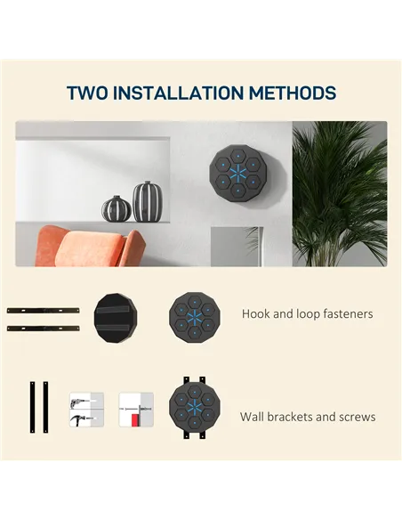 SPORTNOW Music Boxing Machine with Bluetooth Connection and LED Light Smart, Wall Mounted for Punching Beat Boxing Training