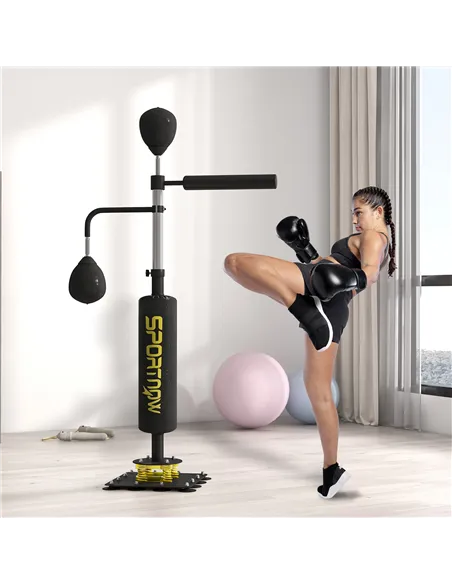 SPORTNOW Boxing Bag, Freestanding Punching Bag, with Reflex Bar, Speed Balls, Black