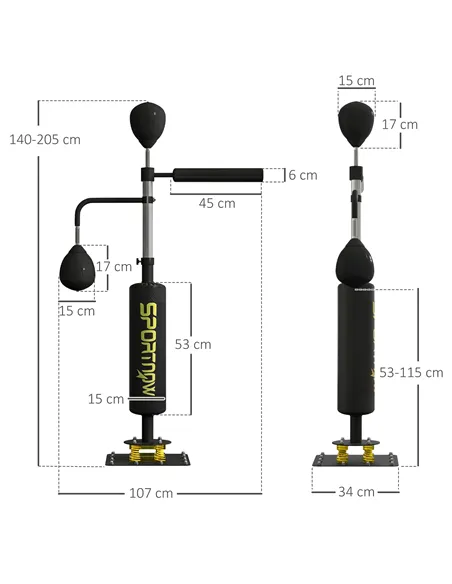 SPORTNOW Boxing Bag, Freestanding Punching Bag, with Reflex Bar, Speed Balls, Black