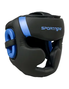 SPORTNOW Boxing Headguard w/ Adjustable Strap for Sparring, Kickboxing, MMA, Blue/Black