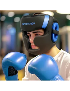 SPORTNOW Boxing Headguard w/ Adjustable Strap for Sparring, Kickboxing, MMA, Blue/Black 2