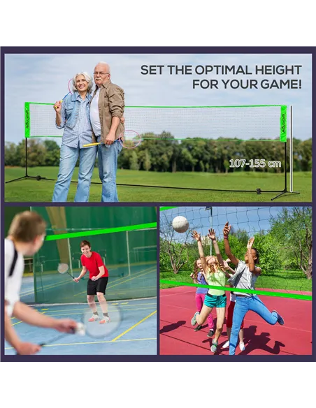 SPORTNOW Badminton Net Set, Height Adjustable Net for Pickleball, Volleyball, Badminton, with 3 Shuttlecocks, 4 Rackets