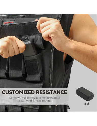 SPORTNOW 15KG Adjustable Weighted Vest, Running Weight Vest, with 30 Metal Weights, Reflective Strips, for Running, Exercise