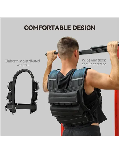 SPORTNOW 15KG Adjustable Weighted Vest, Running Weight Vest, with 30 Metal Weights, Reflective Strips, for Running, Exercise