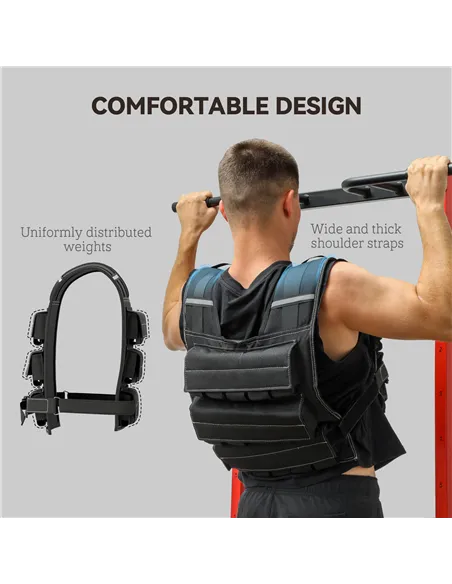 SPORTNOW 15KG Adjustable Weighted Vest, Running Weight Vest, with 30 Metal Weights, Reflective Strips, for Running, Exercise