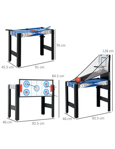 SPORTNOW 5-in-1 Multi Games Table, with Pool, Table Tennis, Basketball, Hockey, Archery, Blue
