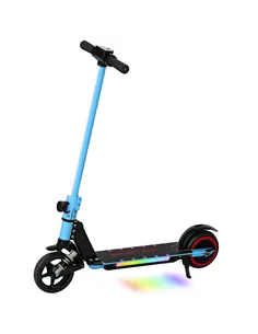 SPORTNOW Folding Electric Scooter for Kids, with Dual Brakes, Front Suspension, LED Colourful Lights, Blue