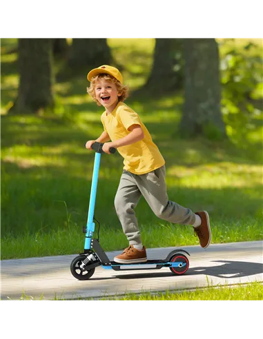 SPORTNOW Folding Electric Scooter for Kids, with Dual Brakes, Front Suspension, LED Colourful Lights, Blue