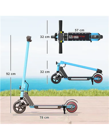 SPORTNOW Folding Electric Scooter for Kids, with Dual Brakes, Front Suspension, LED Colourful Lights, Blue