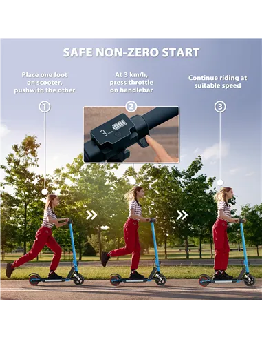 SPORTNOW Folding Electric Scooter for Kids, with Dual Brakes, Front Suspension, LED Colourful Lights, Blue