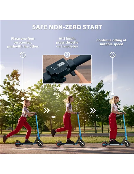 SPORTNOW Folding Electric Scooter for Kids, with Dual Brakes, Front Suspension, LED Colourful Lights, Blue