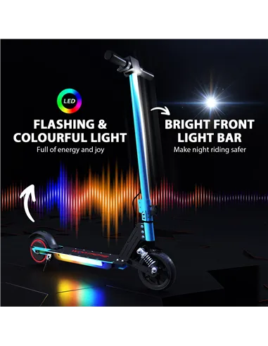 SPORTNOW Folding Electric Scooter for Kids, with Dual Brakes, Front Suspension, LED Colourful Lights, Blue