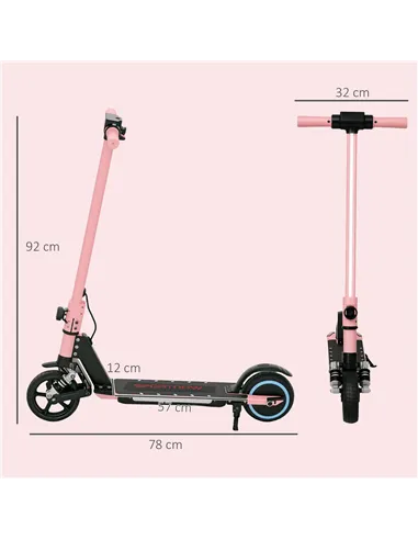 SPORTNOW Folding Electric Scooter for Kids, with Dual Brakes, Front Suspension, LED Colourful Lights, Pink