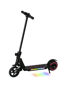 SPORTNOW Folding Electric Scooter for Kids, with Dual Brakes, Front Suspension, LED Colourful Lights, Black