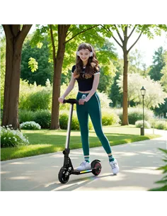 SPORTNOW Folding Electric Scooter for Kids, with Dual Brakes, Front Suspension, LED Colourful Lights, Black 2