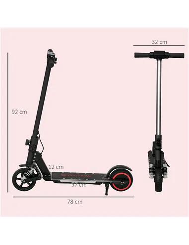 SPORTNOW Folding Electric Scooter for Kids, with Dual Brakes, Front Suspension, LED Colourful Lights, Black