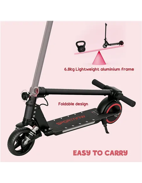SPORTNOW Folding Electric Scooter for Kids, with Dual Brakes, Front Suspension, LED Colourful Lights, Black
