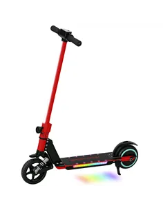 SPORTNOW Folding Electric Scooter for Kids, with Dual Brakes, Front Suspension, LED Colourful Lights, Red