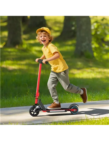 SPORTNOW Folding Electric Scooter for Kids, with Dual Brakes, Front Suspension, LED Colourful Lights, Red