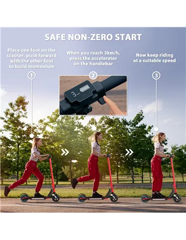 SPORTNOW Folding Electric Scooter for Kids, with Dual Brakes, Front Suspension, LED Colourful Lights, Red