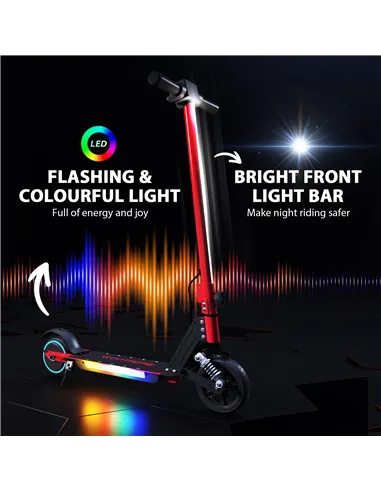 SPORTNOW Folding Electric Scooter for Kids, with Dual Brakes, Front Suspension, LED Colourful Lights, Red