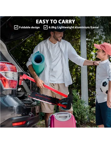 SPORTNOW Folding Electric Scooter for Kids, with Dual Brakes, Front Suspension, LED Colourful Lights, Red