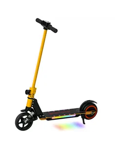 SPORTNOW Folding Electric Scooter for Kids, with Dual Brakes, Front Suspension, LED Colourful Lights, Gold Tone
