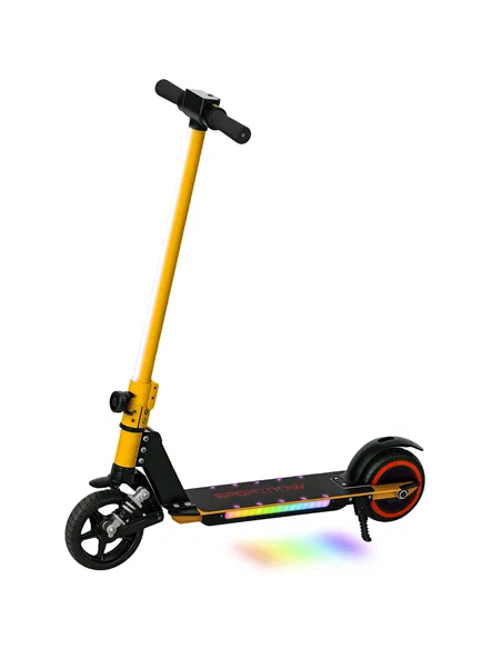 SPORTNOW Folding Electric Scooter for Kids, with Dual Brakes, Front Suspension, LED Colourful Lights, Gold Tone
