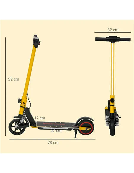 SPORTNOW Folding Electric Scooter for Kids, with Dual Brakes, Front Suspension, LED Colourful Lights, Gold Tone