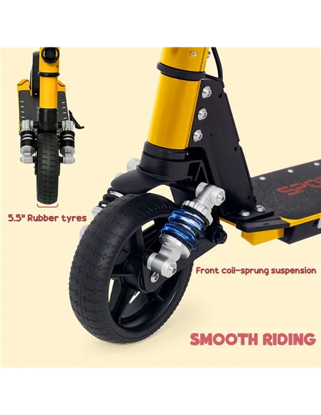 SPORTNOW Folding Electric Scooter for Kids, with Dual Brakes, Front Suspension, LED Colourful Lights, Gold Tone