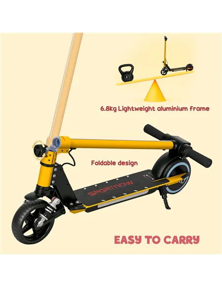 SPORTNOW Folding Electric Scooter for Kids, with Dual Brakes, Front Suspension, LED Colourful Lights, Gold Tone